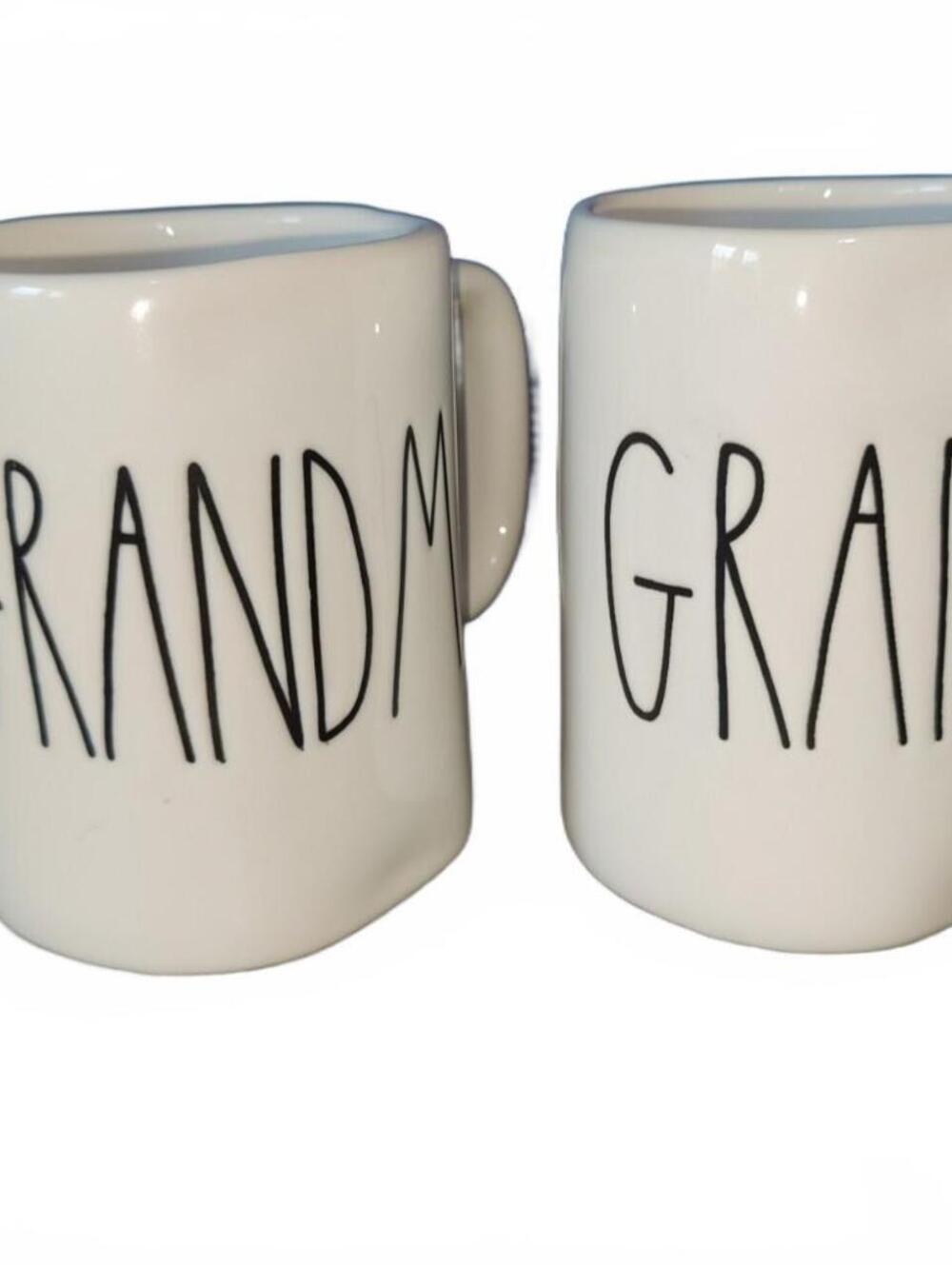 BRAND NEW Rae Dunn Grandma and Grandpa Coffee Mug Set In Ivory 14oz By Magenta
